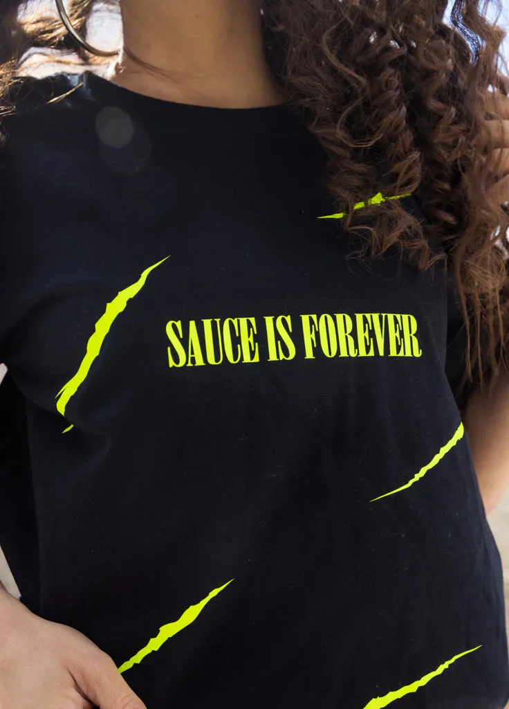 Neon Yellow Sauce Is Forever (S) | Black Tee (Claws)