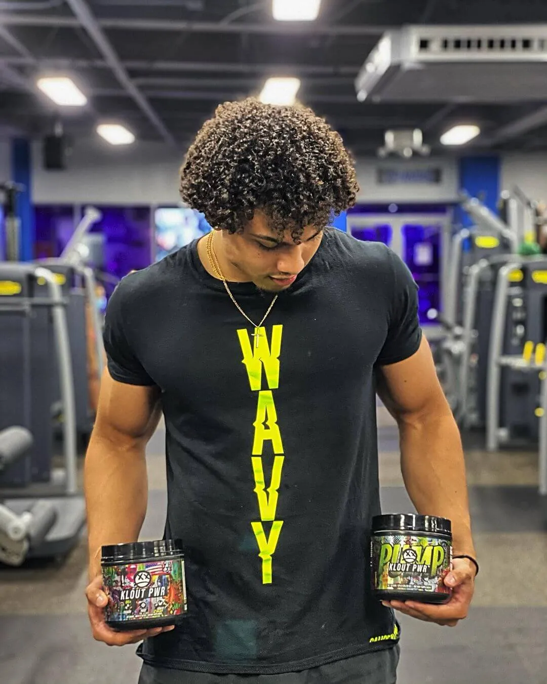 Neon Yellow WAVY (Vertical Big) | Black Tee