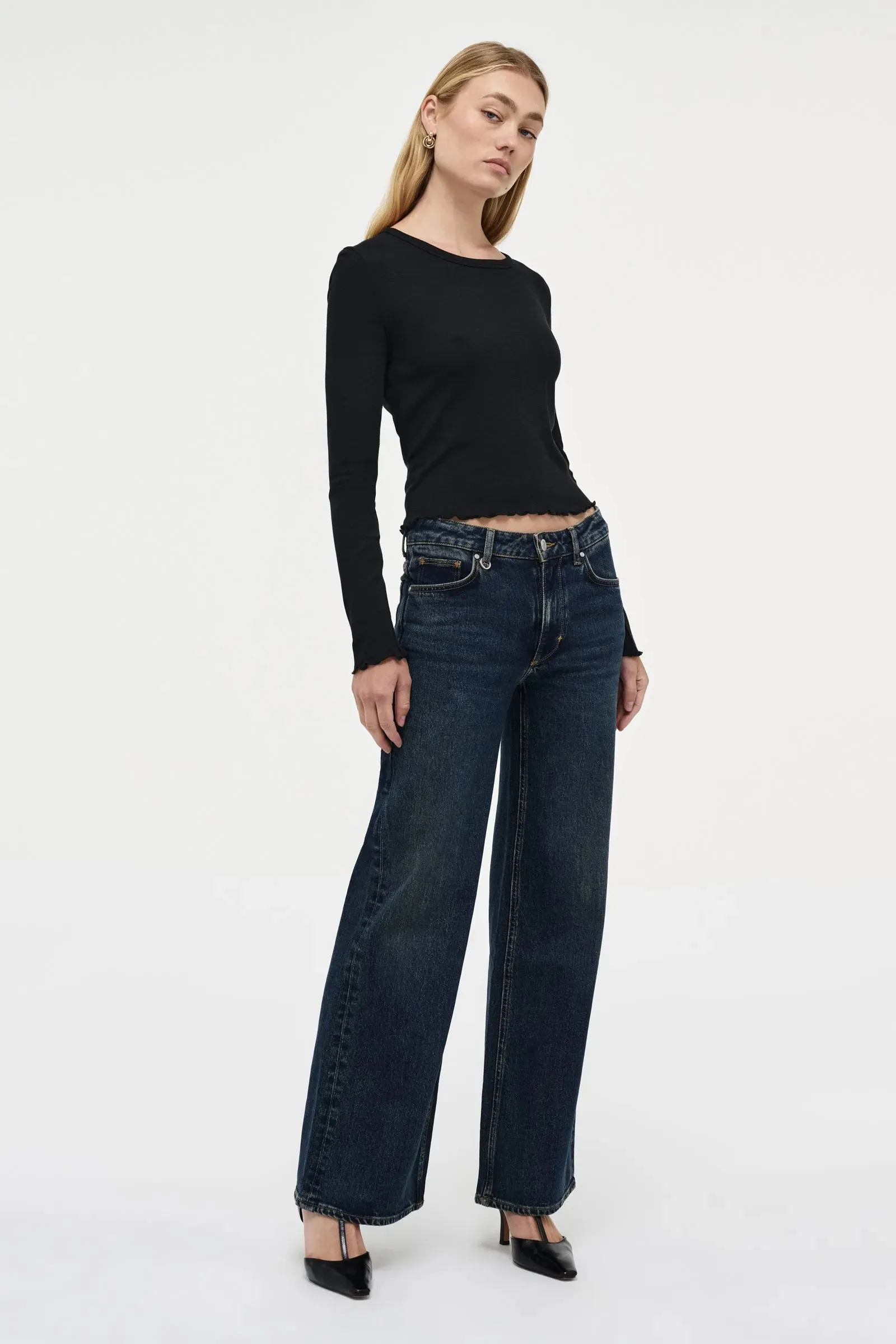 Neuw Denim Fine Rib Long Sleeve Tee - Black