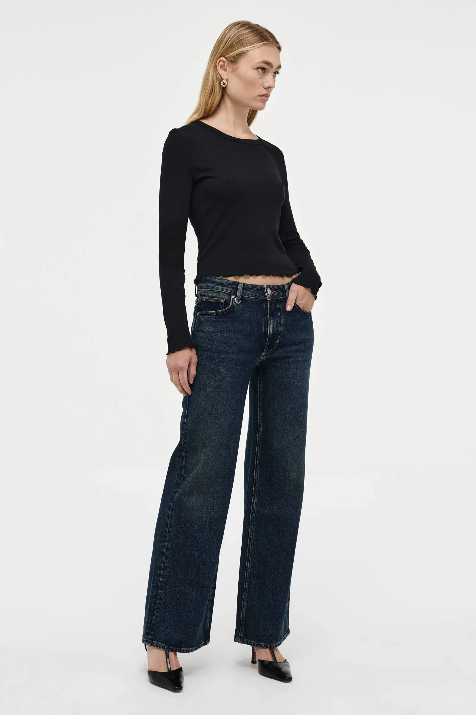 Neuw Denim Fine Rib Long Sleeve Tee - Black