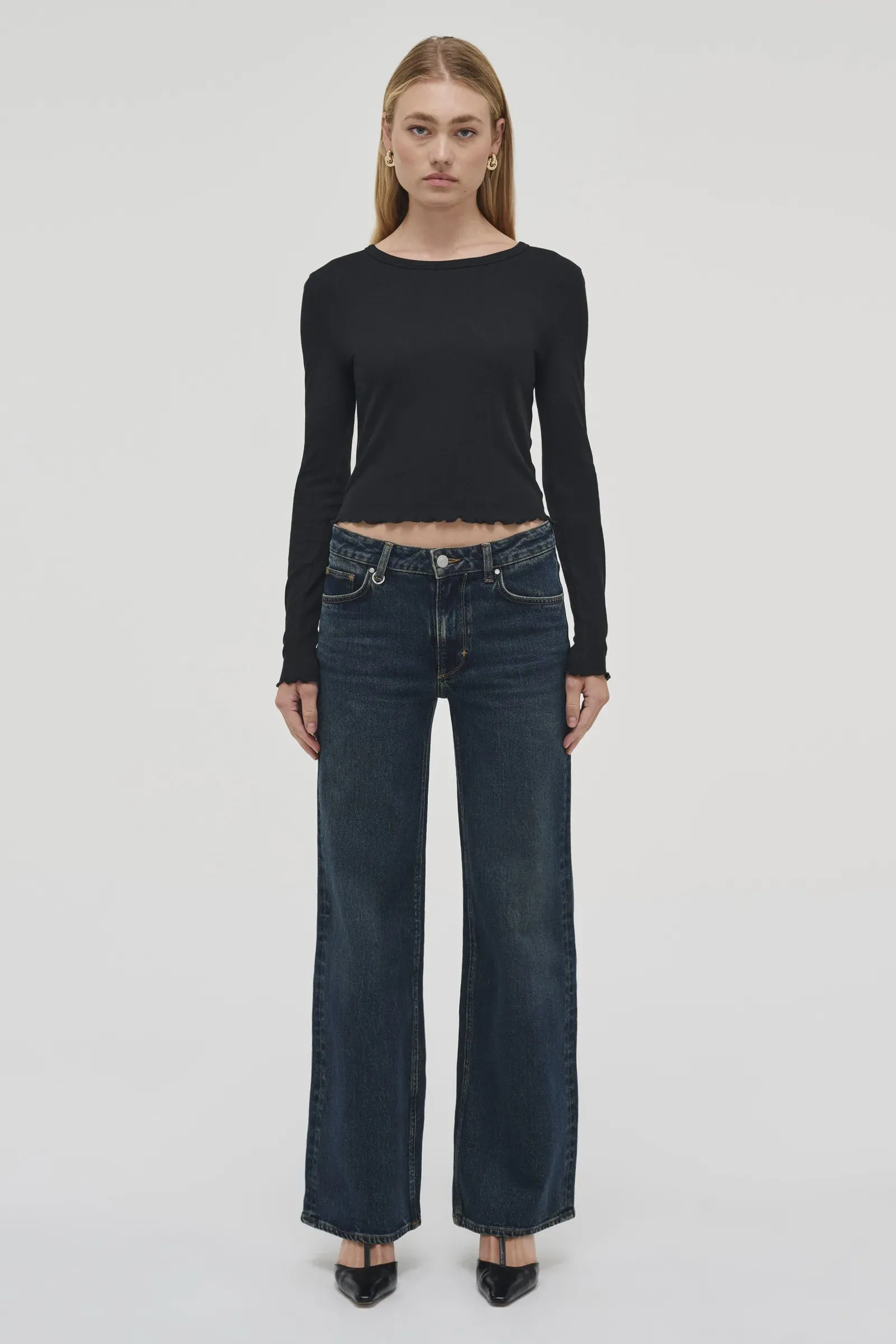 Neuw Denim Fine Rib Long Sleeve Tee - Black