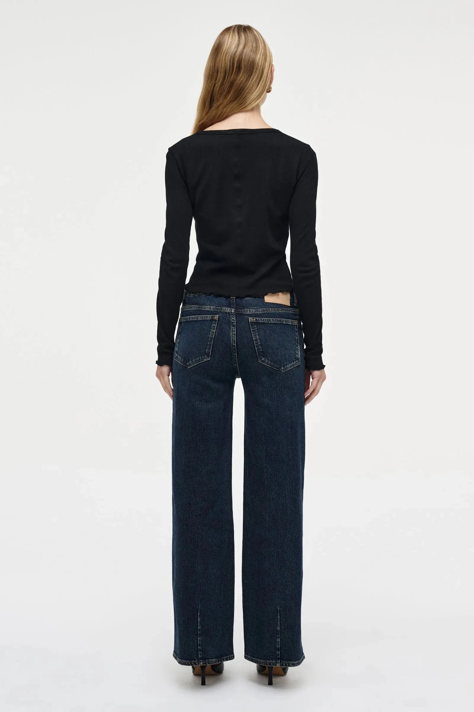 Neuw Denim Fine Rib Long Sleeve Tee - Black