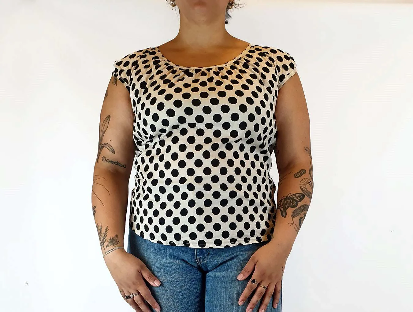 Obus polka dot cotton cap sleeve top size 4, fits 14