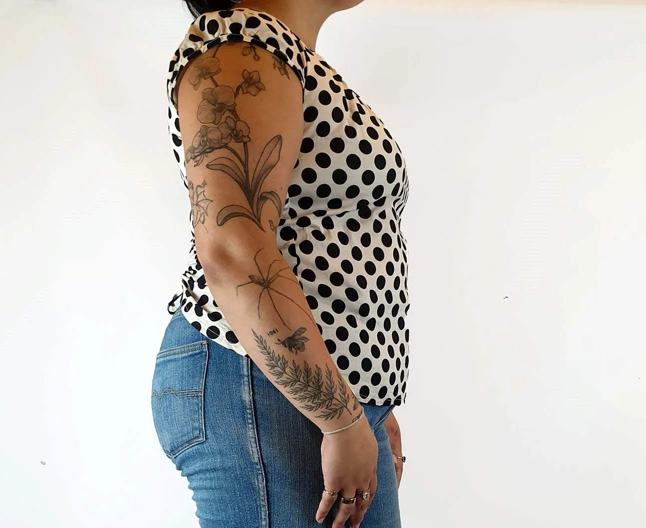 Obus polka dot cotton cap sleeve top size 4, fits 14