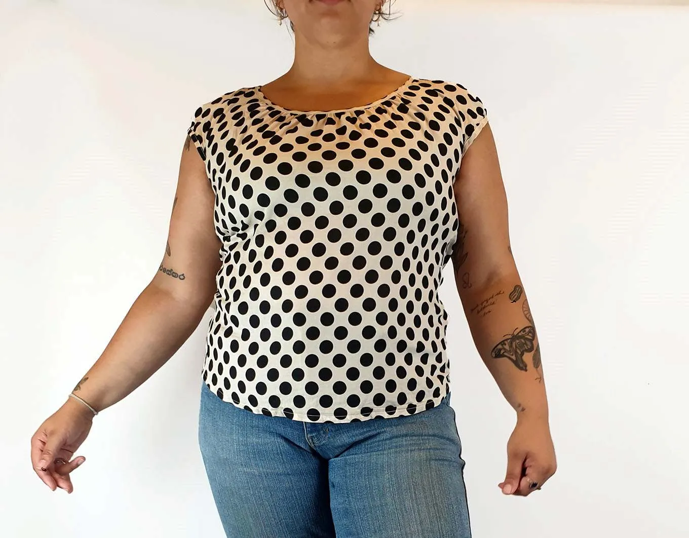 Obus polka dot cotton cap sleeve top size 4, fits 14