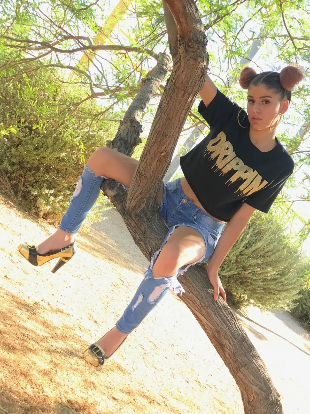 OG Gold Glitter Drippin | Black Tee