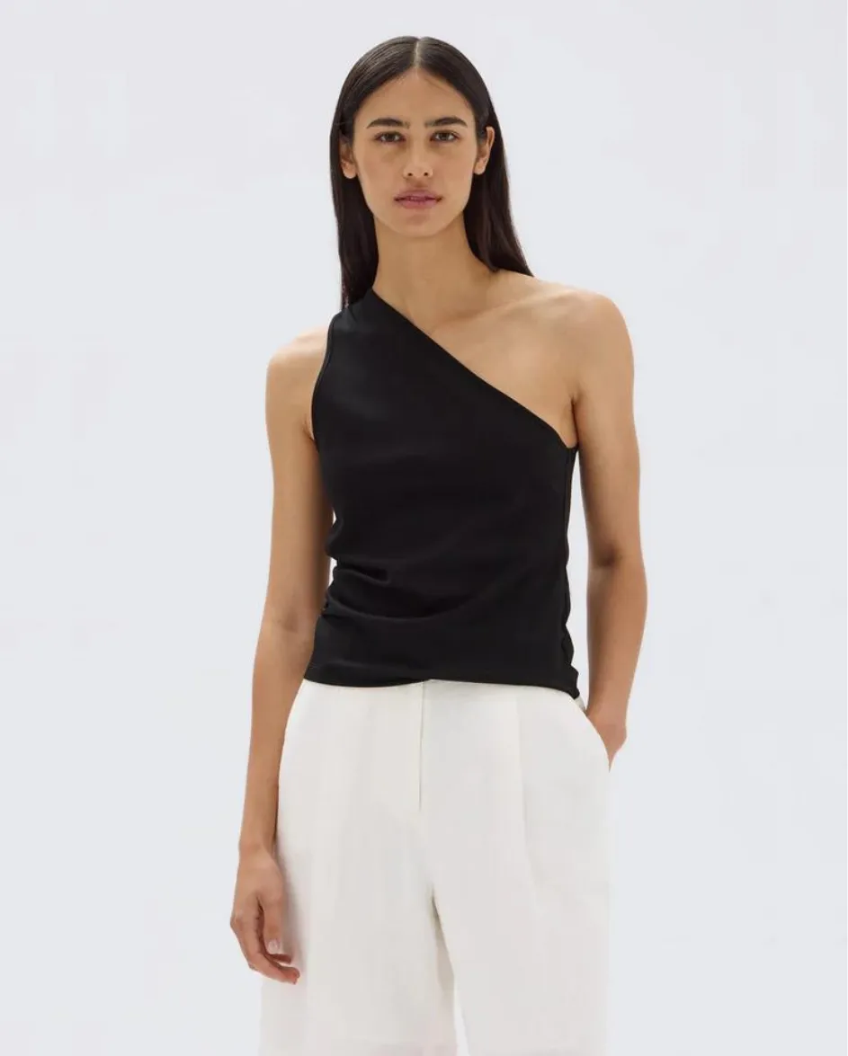 Orchid One Shoulder Top Black
