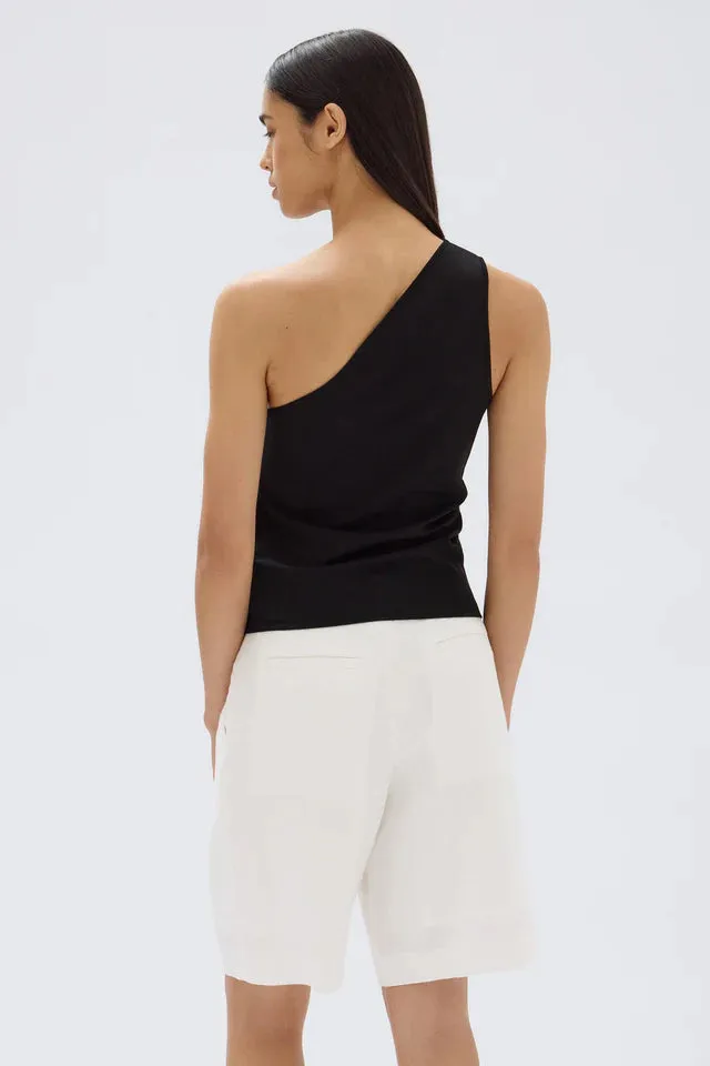 Orchid One Shoulder Top Black