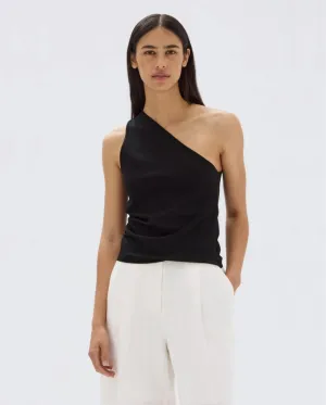 Orchid One Shoulder Top Black