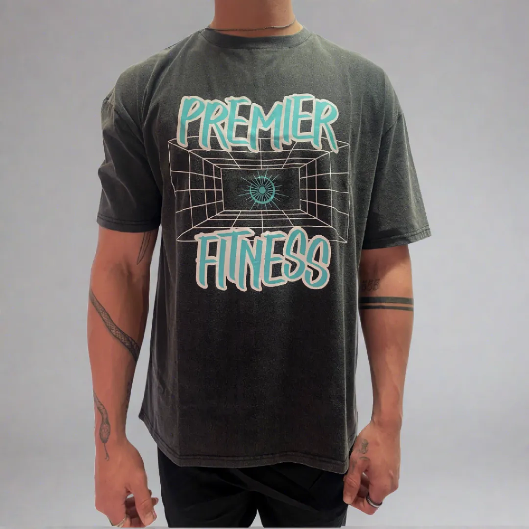 Oversized acid wash geometric t-shirt
