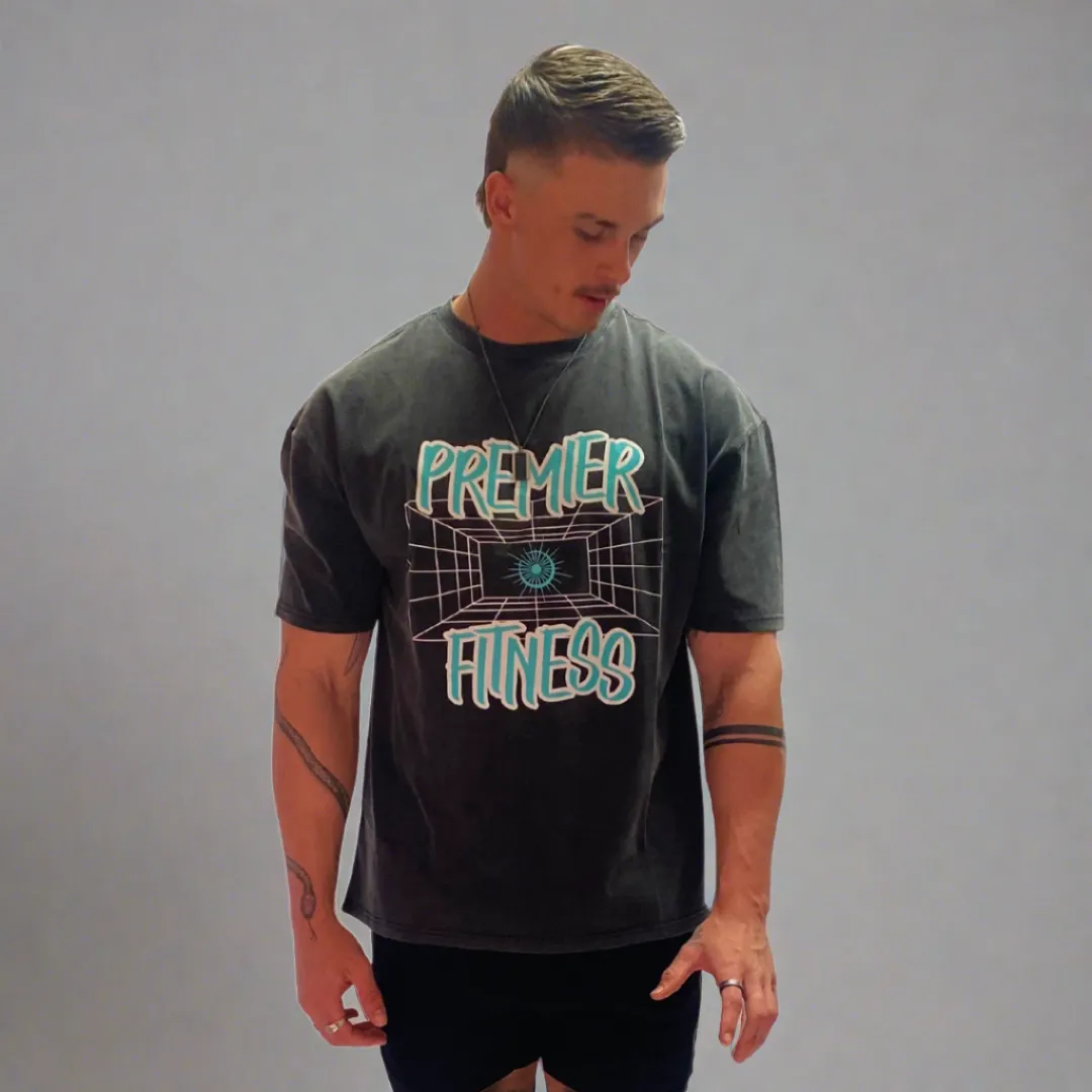 Oversized acid wash geometric t-shirt