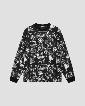 PACC16T007~PERCEPTION LS TEE - BLACK / MULTI
