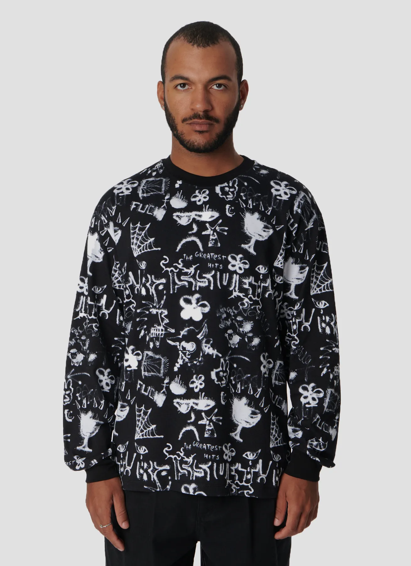 PACC16T007~PERCEPTION LS TEE - BLACK / MULTI
