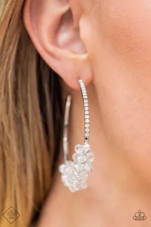 Paparazzi  Bubble-Bursting Bling - White Hoop Earrings