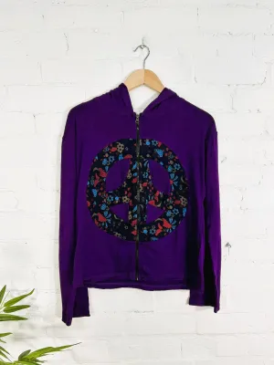 Peace Symbol Zip Hood Top