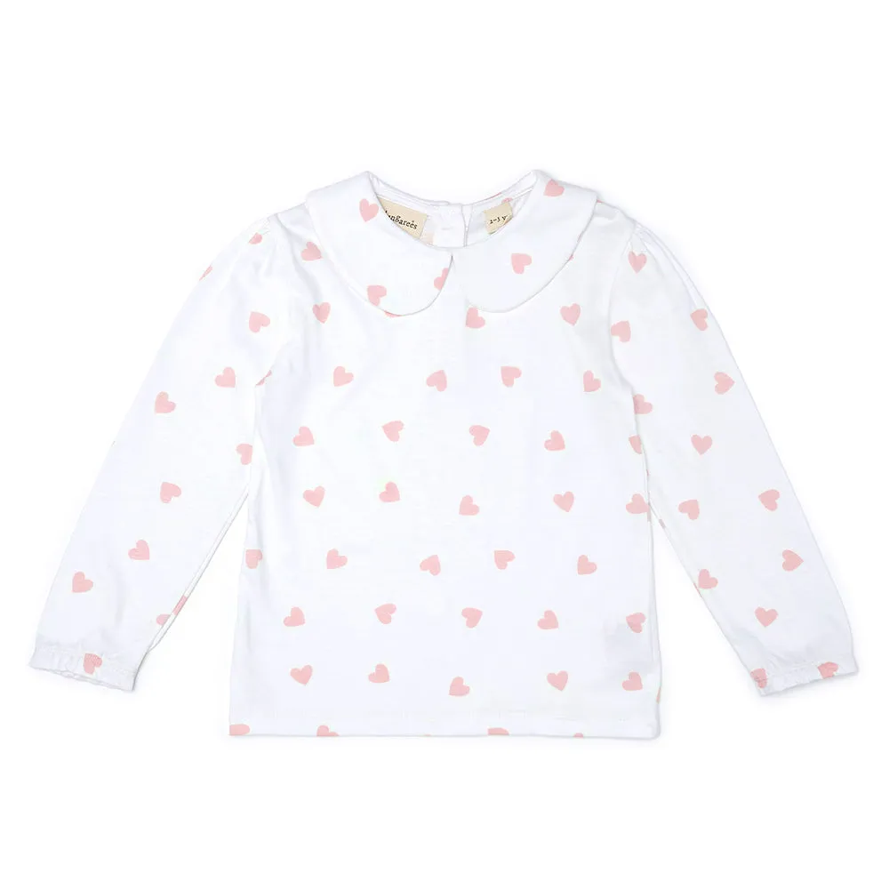 Peter Pan Collar - Pink Hearts