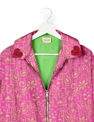 PINK HEART BOMBER JACKET