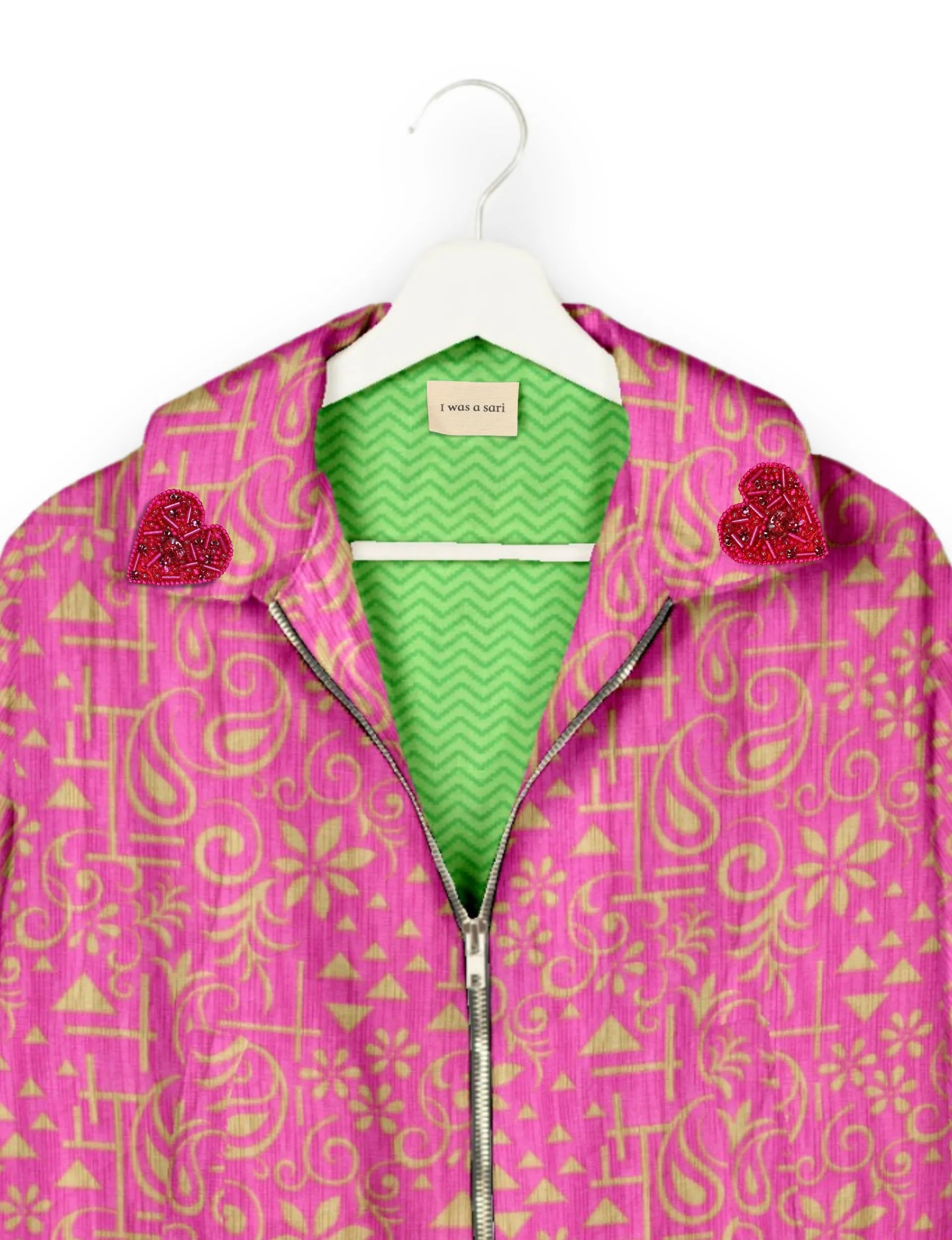PINK HEART BOMBER JACKET