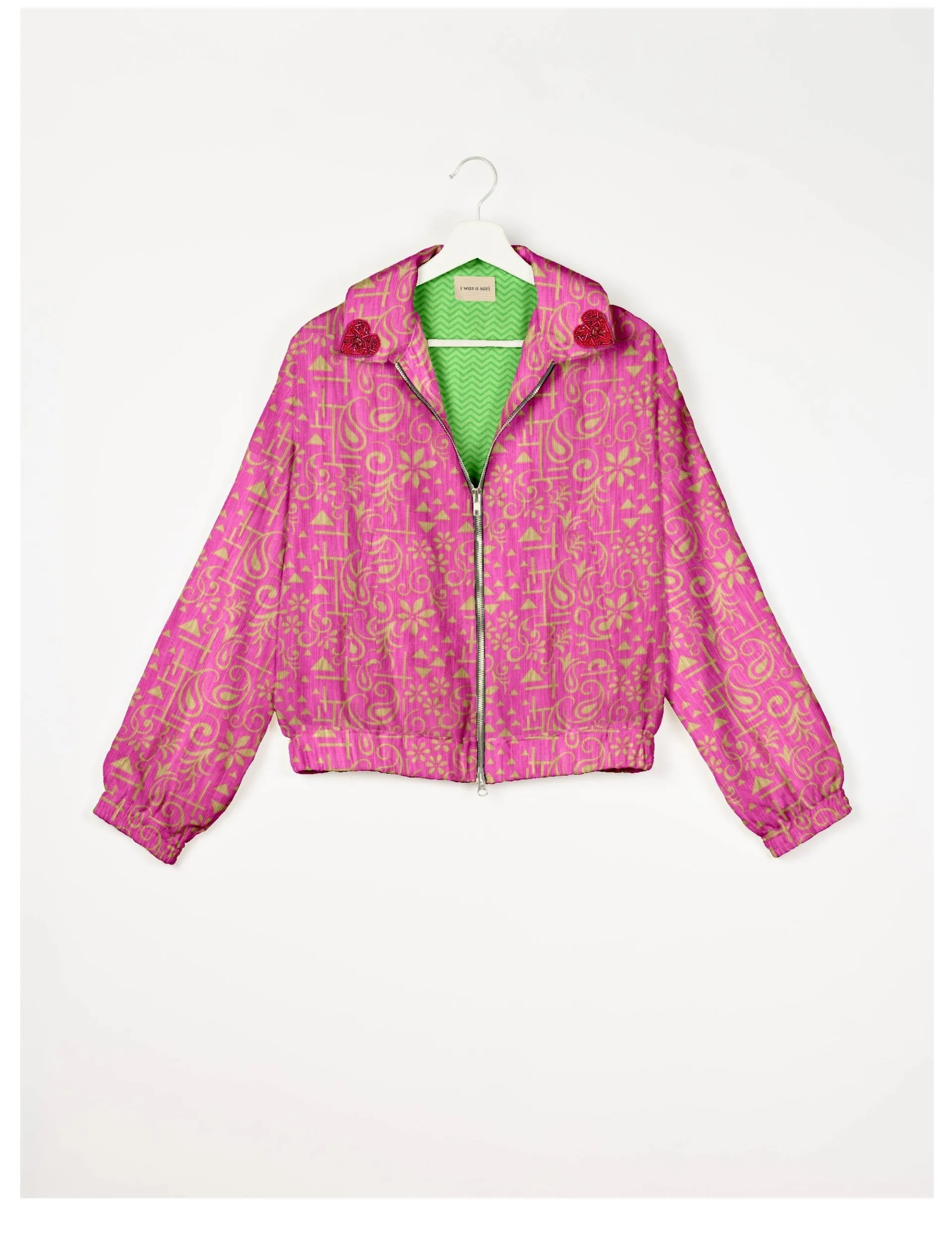 PINK HEART BOMBER JACKET