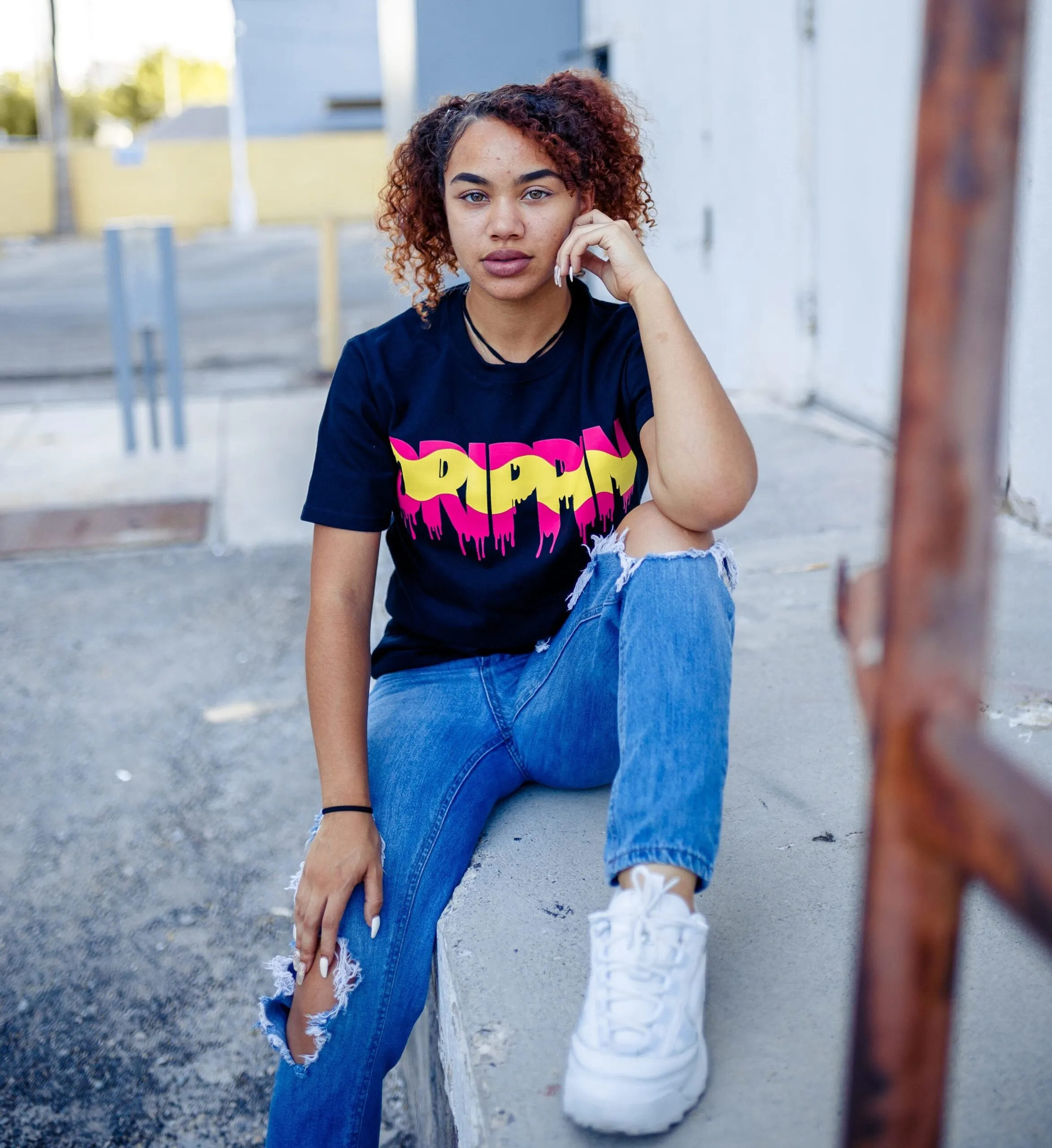 Pink Lemonade Drippin | Black Tee