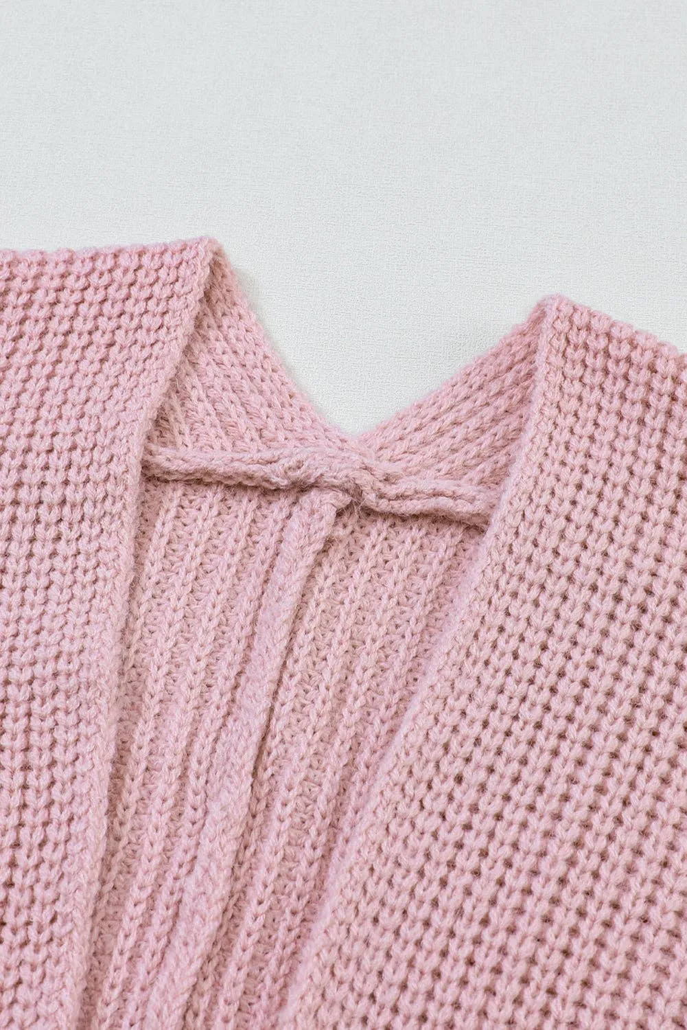 Pink Oversized Fold Over Sleeve Sweater Cardigan: Pink 65�rylic 35%Polyester