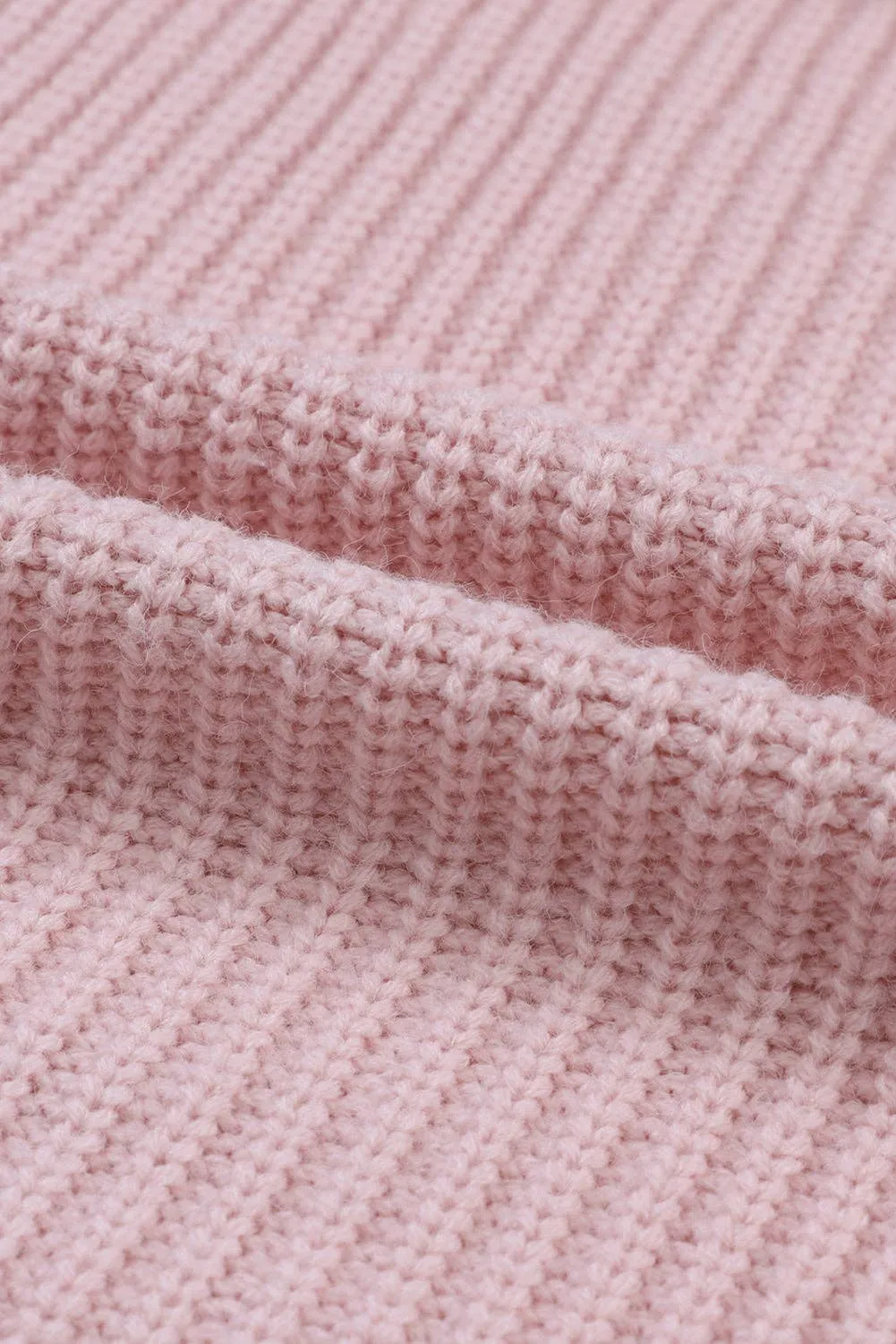 Pink Oversized Fold Over Sleeve Sweater Cardigan: Pink 65�rylic 35%Polyester