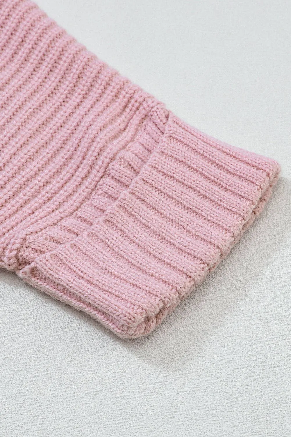 Pink Oversized Fold Over Sleeve Sweater Cardigan: Pink 65�rylic 35%Polyester