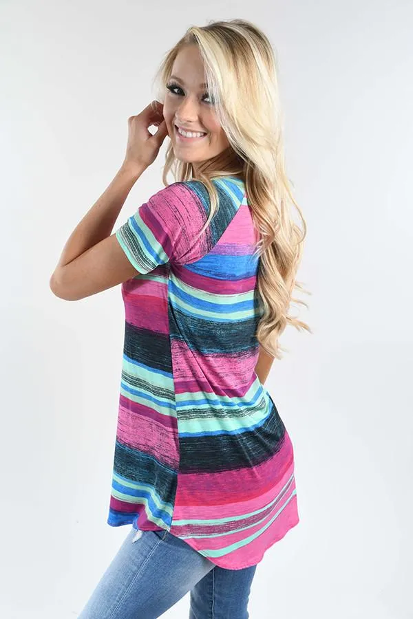 Pink Rainbow Striped Top