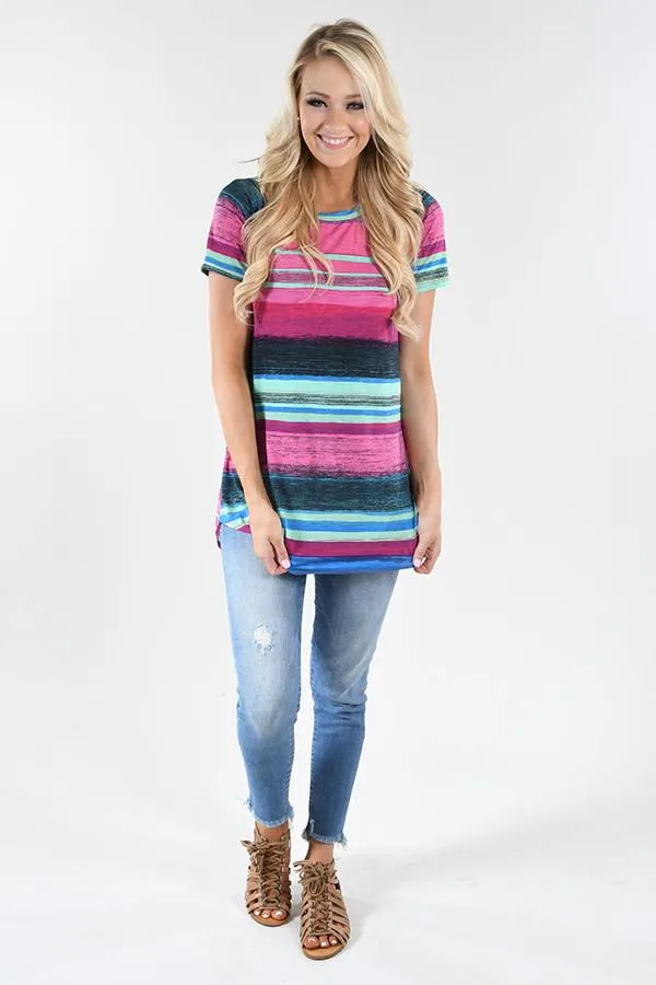 Pink Rainbow Striped Top