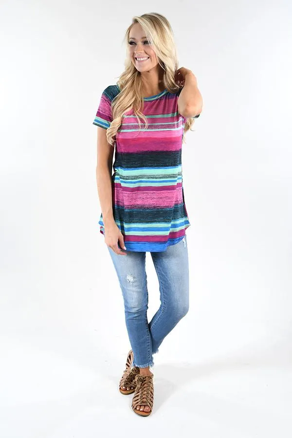 Pink Rainbow Striped Top