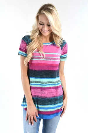 Pink Rainbow Striped Top