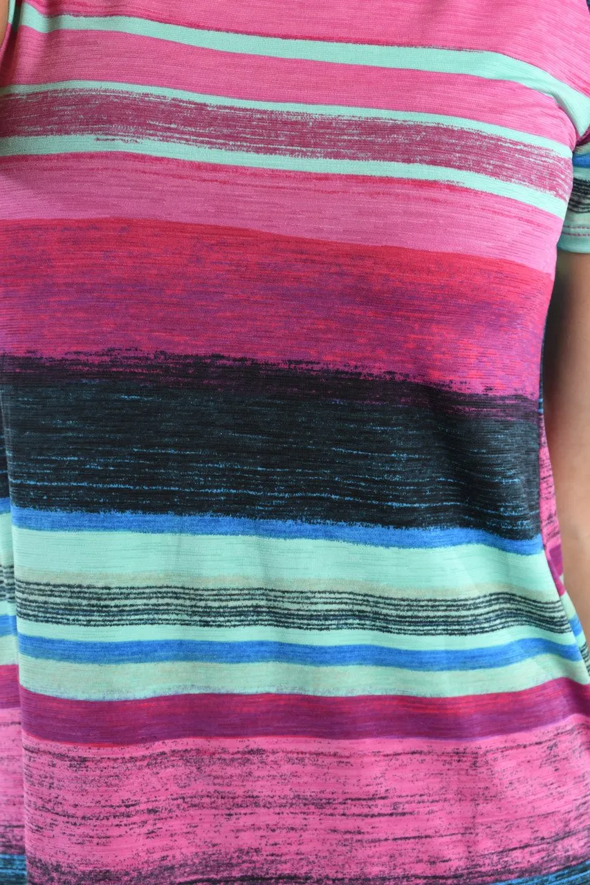 Pink Rainbow Striped Top