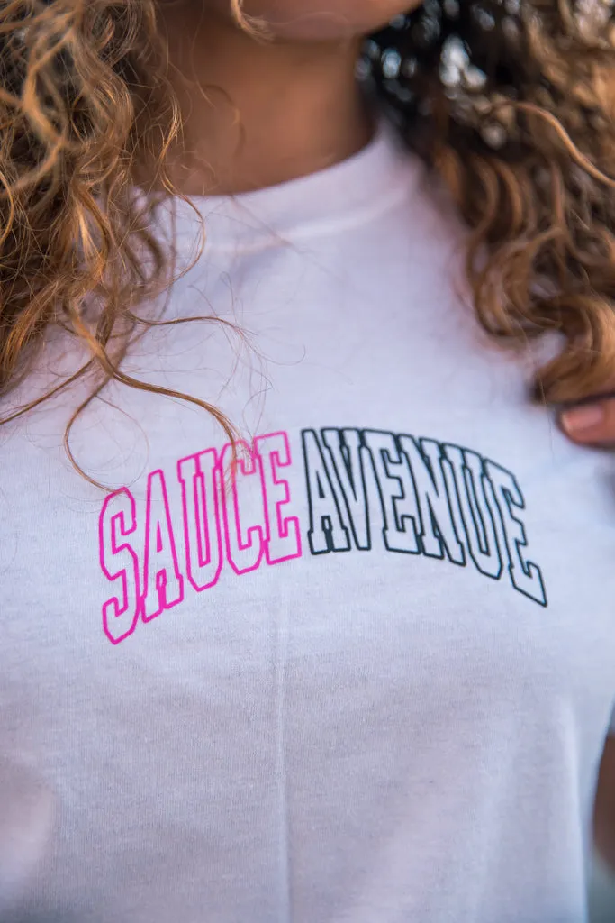 Pink/Black SA Outline Curve | White Tee