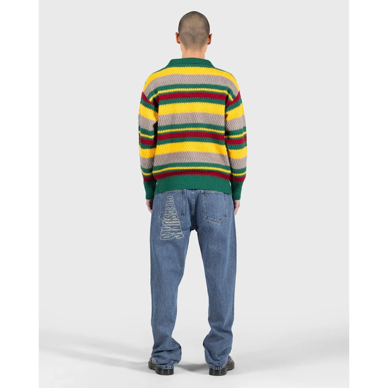 Pleasures Men Cooper Polo Sweater Green