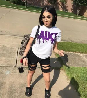Purple Glitter Sauce | White Tee