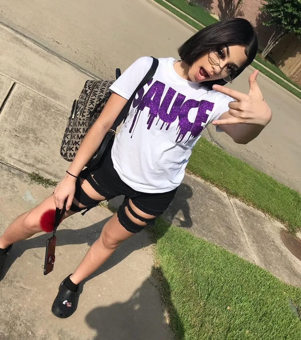Purple Glitter Sauce | White Tee