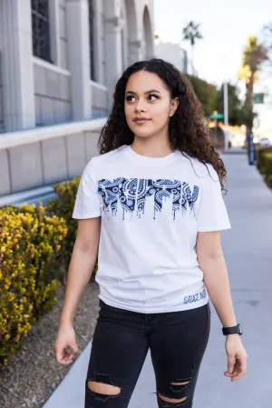 Purple Navy Paisley Bandana Drippin | White Tee
