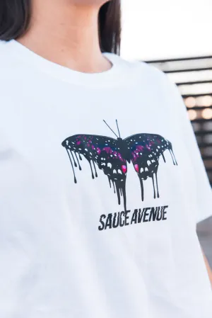 Purple Royalty Butterfly Drip | White Tee