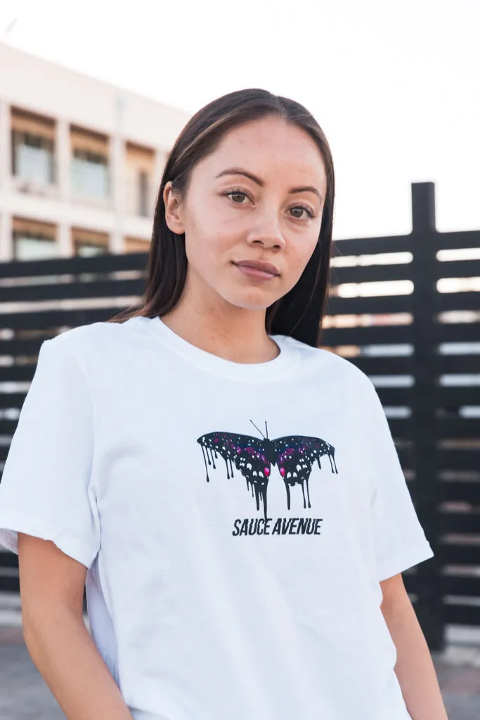Purple Royalty Butterfly Drip | White Tee