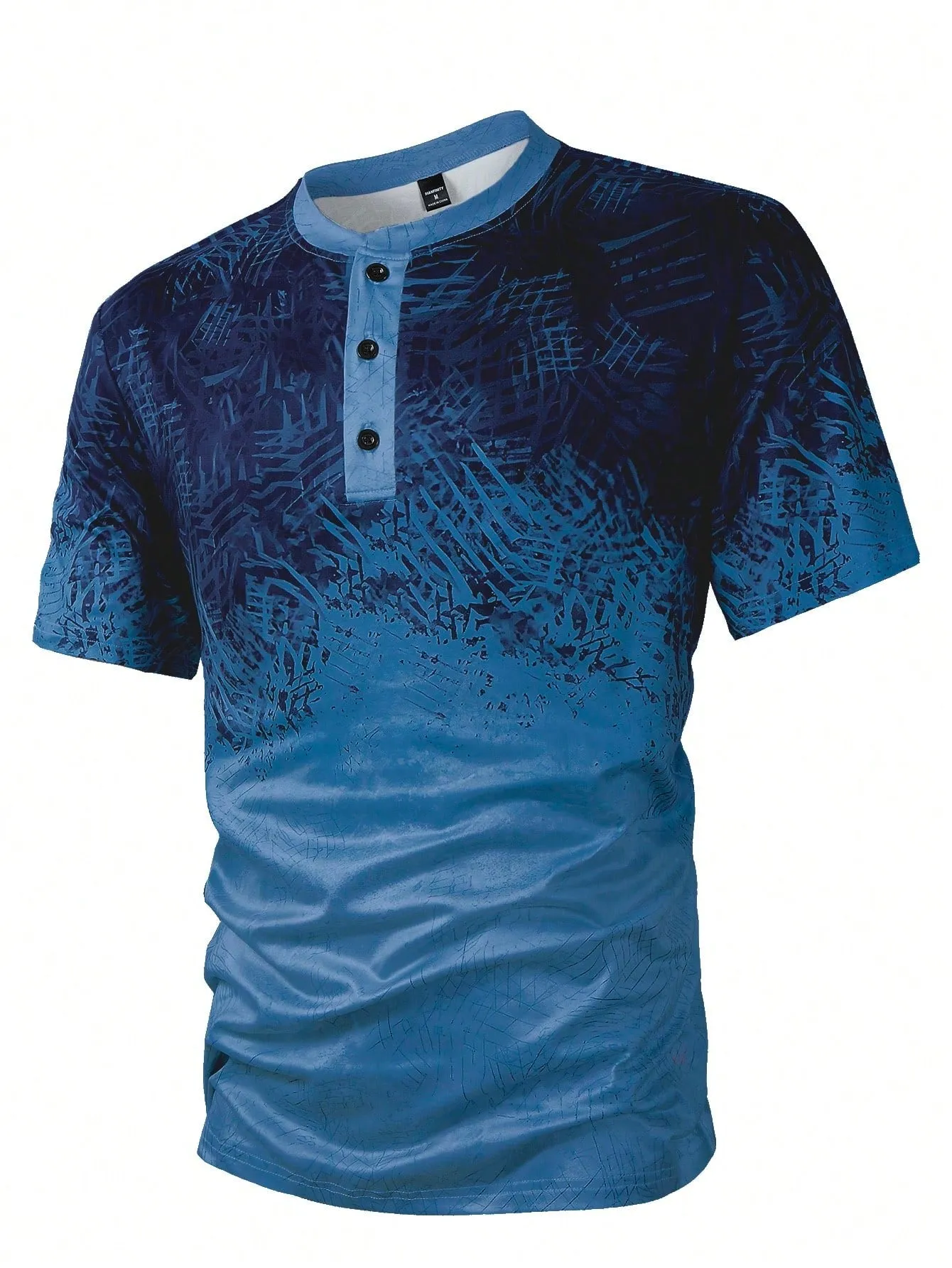 QA LEGND Men's Slim-Fit Gradient Color Buttoned Polo Shirt, Summer