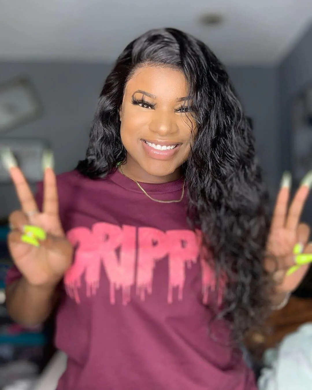 Rainbow Coral Glitter Drippin | Maroon Tee