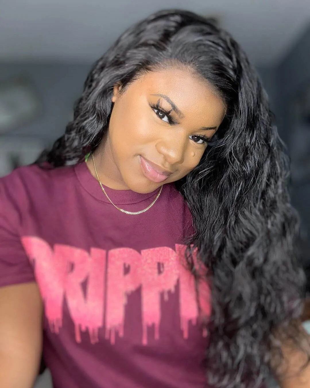 Rainbow Coral Glitter Drippin | Maroon Tee