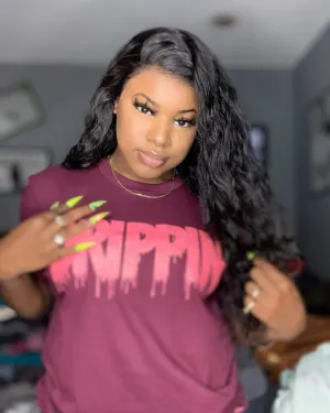 Rainbow Coral Glitter Drippin | Maroon Tee