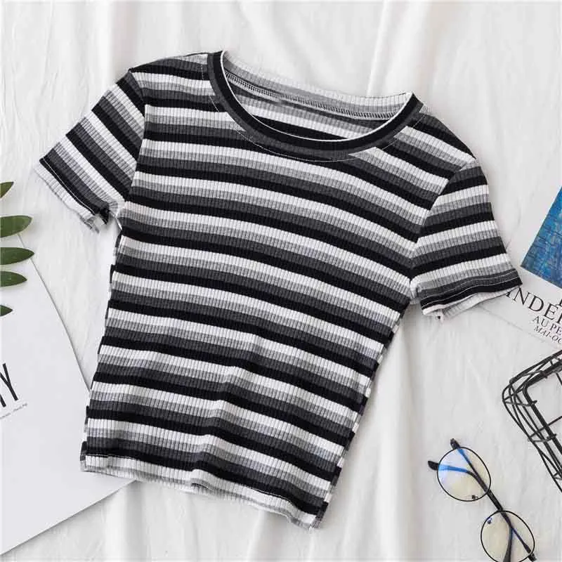 Rainbow Stripe Cropped Top-D750 | Inspanda