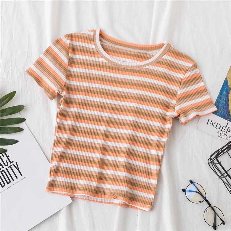 Rainbow Stripe Cropped Top-D750 | Inspanda