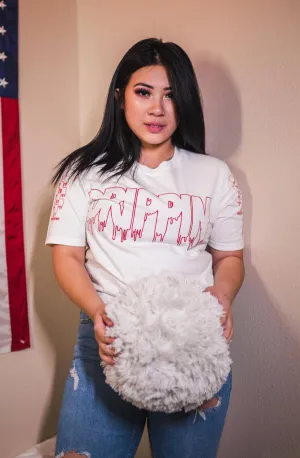 Red Drippin Outline | White Tee (Outline Sleeves)