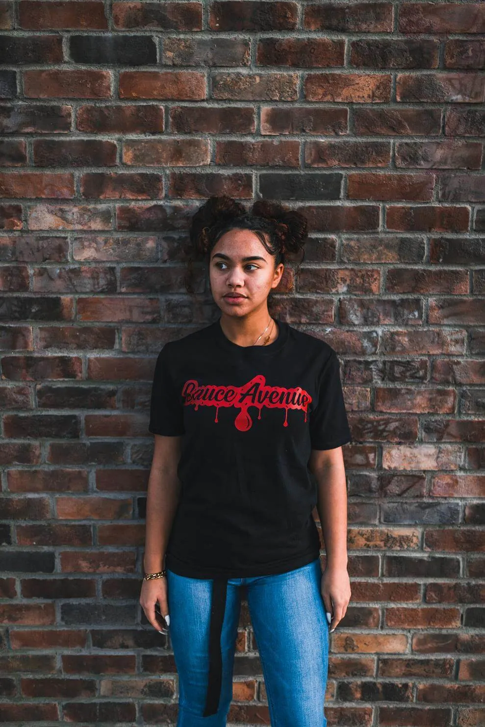 Red SA Drip | Black Tee