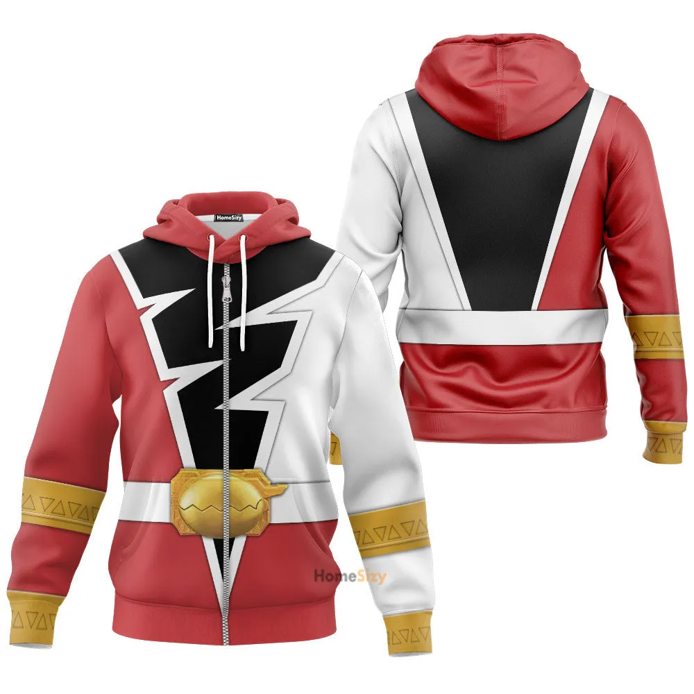 Red Zayto Ranger Dino Fury - Hoodies Sweatshirt T-Shirt Zip Hoodies Sweatpants - PRHS119 QT208346