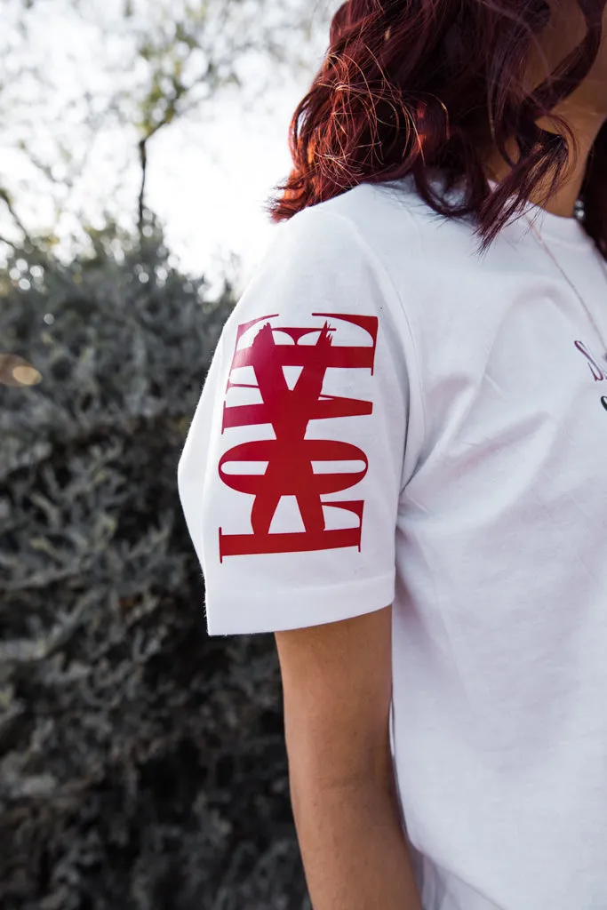 Red/Black Sauce Is Forever (Double Small) | White Tee (Double LOVE Sleeve)