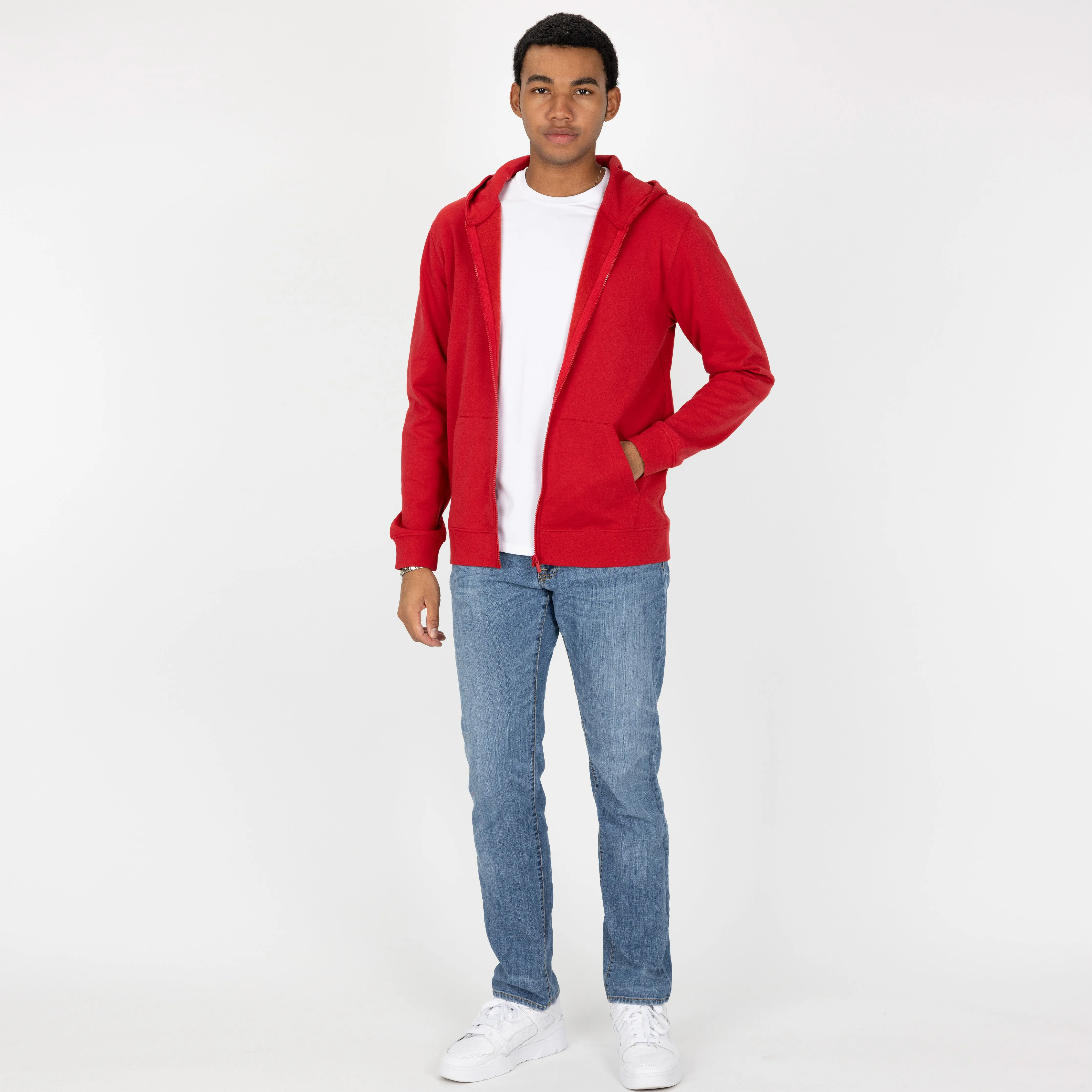 Retro Classic Zip Hoodie - Red